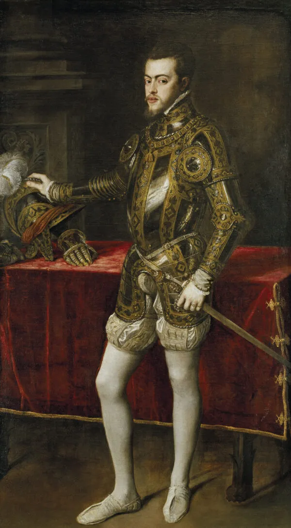 Philip II in Armour (1551) by Titian — original painting reproduced as a hand-painted oil on canvas