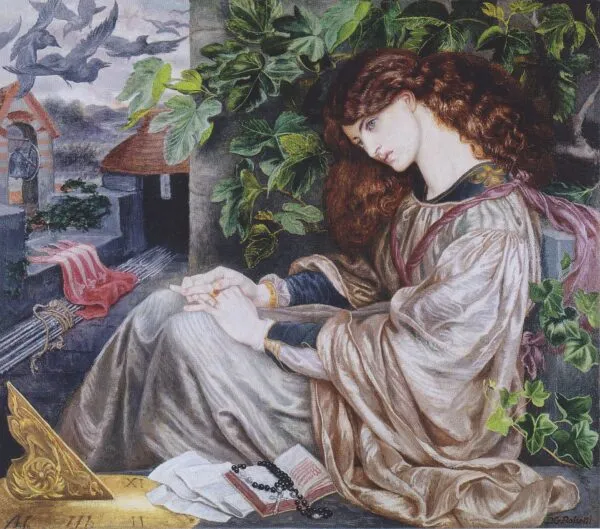 Pia de' Tolomei (1868) by Dante Gabriel Rossetti — original painting reproduced as a hand-painted oil on canvas
