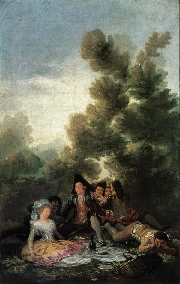 Picnic (1786) by Francisco Goya — original painting reproduced as a hand-painted oil on canvas