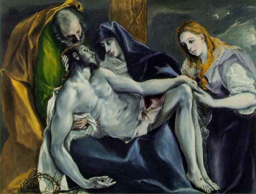 Pietà (1580) by El Greco — original painting reproduced as a hand-painted oil on canvas