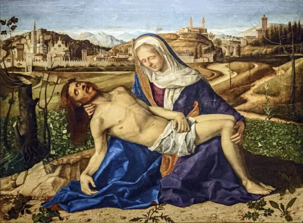 Pietà (1505) by Giovanni Bellini — original painting reproduced as a hand-painted oil on canvas