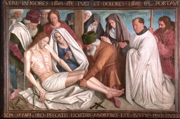Pietà (1460) by Jean Fouquet — original painting reproduced as a hand-painted oil on canvas