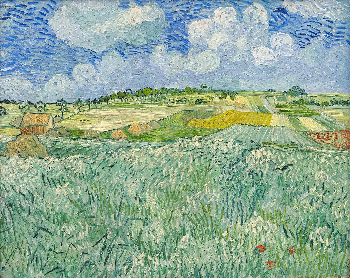 Plain near Auvers (1890) by Vincent van Gogh — original painting reproduced as a hand-painted oil on canvas