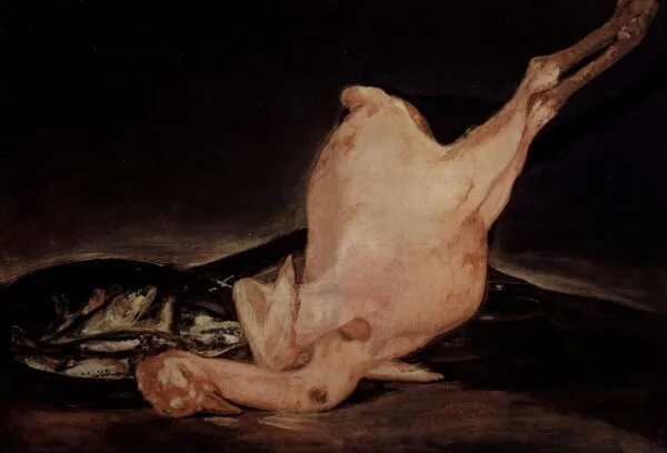 Plucked turkey (1810) by Francisco Goya — original painting reproduced as a hand-painted oil on canvas