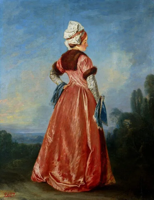 Polish Woman (1717) by Jean-Antoine Watteau — original painting reproduced as a hand-painted oil on canvas