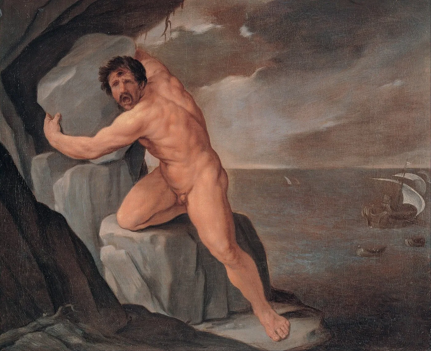 Polyphemus (1639) by Guido Reni — original painting reproduced as a hand-painted oil on canvas