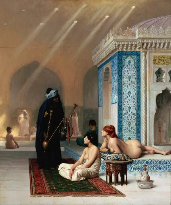 Pool in a Harem (1876) by Jean-Léon Gérôme — original painting reproduced as a hand-painted oil on canvas