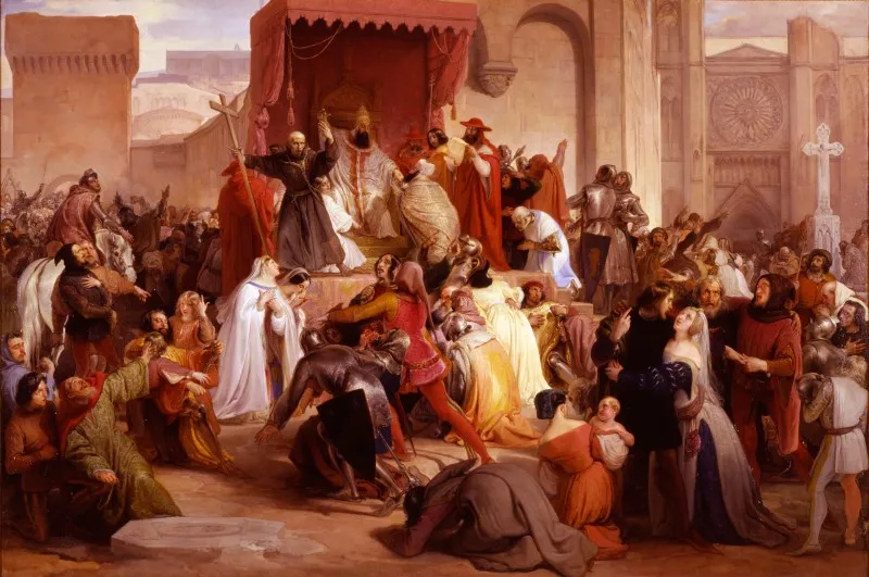 Pope Urban II preaching the first crusade in the square of Clermont — Francesco Hayez