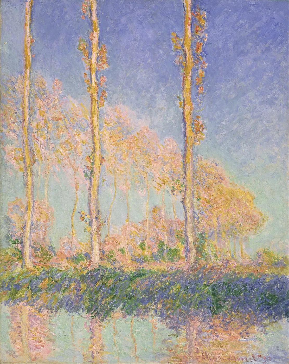 Poplars (1891) by Claude Monet — original painting reproduced as a hand-painted oil on canvas