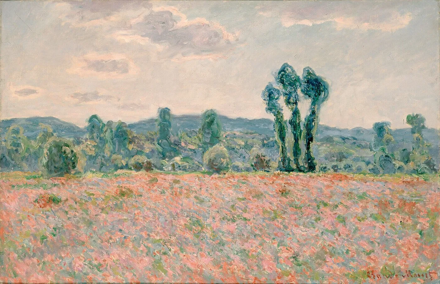 Poppy Field (1890) by Claude Monet — original painting reproduced as a hand-painted oil on canvas