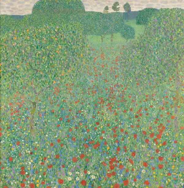 Poppy Field (Mohnfeld) (1907) by Gustav Klimt — original painting reproduced as a hand-painted oil on canvas