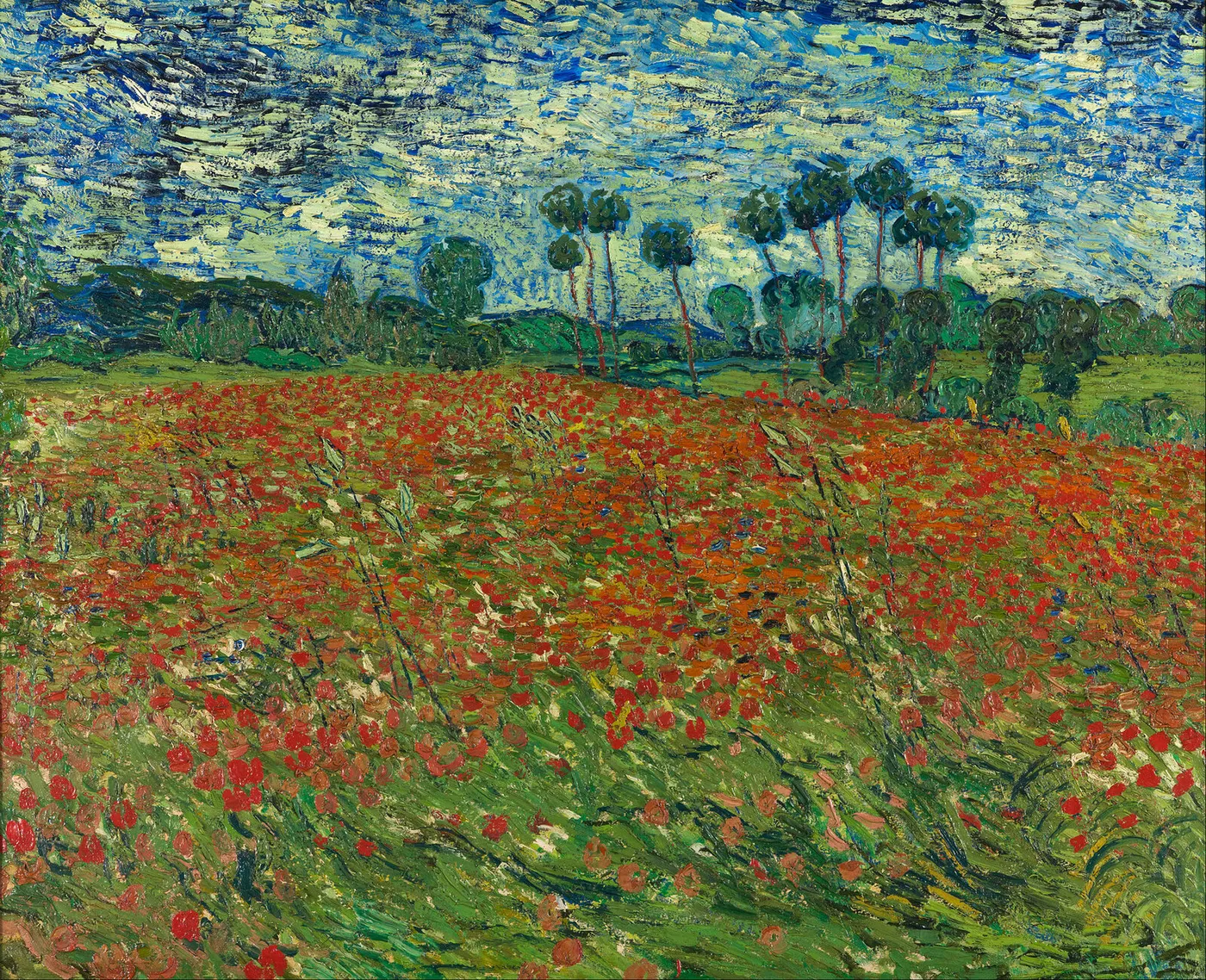 Poppy field (1890) by Vincent van Gogh — original painting reproduced as a hand-painted oil on canvas