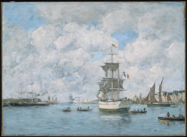 Port of Le Havre (1886) by Eugène Louis Boudin — original painting reproduced as a hand-painted oil on canvas