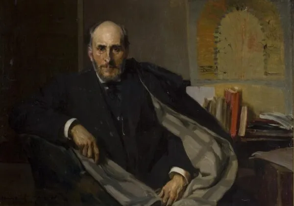 portrait de Santiago Ramón y Cajal (1906) by Joaquín Sorolla — original painting reproduced as a hand-painted oil on canvas