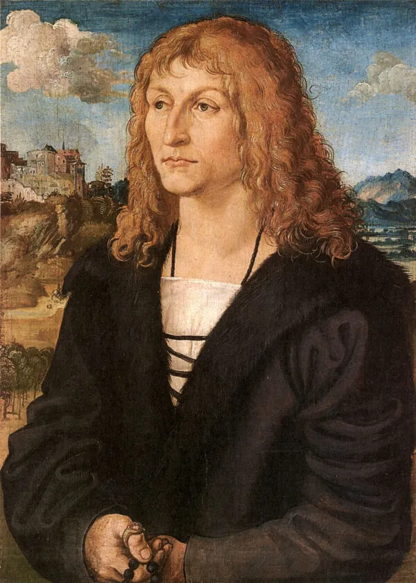 Portrait of a clean-shaven young man (1500) by Lucas Cranach the Elder — original painting reproduced as a hand-painted oil on canvas