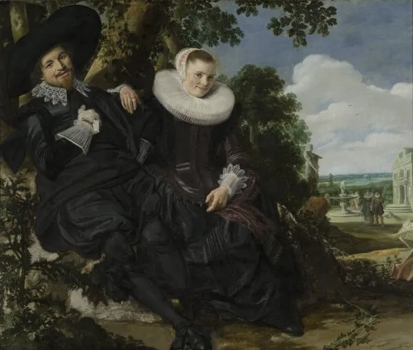 Portrait of a Couple probably Isaac Massa and Beatrix van der Laen (1622) by Frans Hals — original painting reproduced as a hand-painted oil on canvas