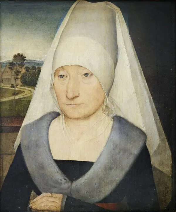 Portrait of a Elderly Lady (1470) by Hans Memling — original painting reproduced as a hand-painted oil on canvas