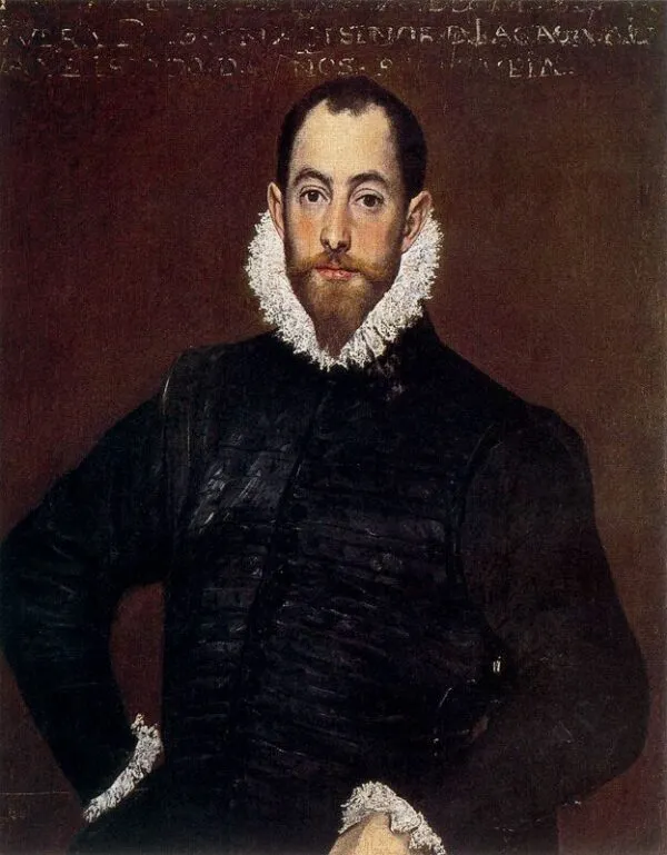 Portrait of a Gentleman from the Casa de Leiva (1580) by El Greco — original painting reproduced as a hand-painted oil on canvas