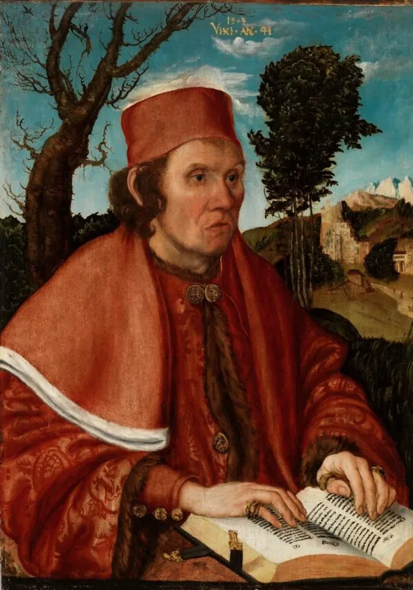 Portrait of a Legal Scholar, probably Stephan Reuss, Rector of the University of Vienna (1503) by Lucas Cranach the Elder — original painting reproduced as a hand-painted oil on canvas