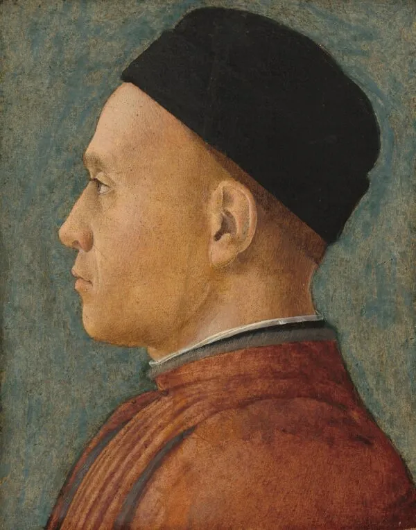 Portrait of a Man (1470) by Andrea Mantegna — original painting reproduced as a hand-painted oil on canvas