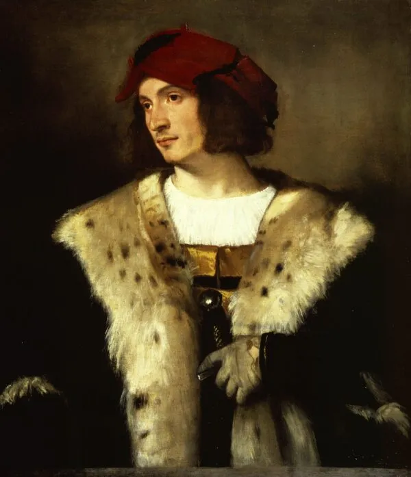 Portrait of a Man in a Red Cap (1520) by Titian — original painting reproduced as a hand-painted oil on canvas
