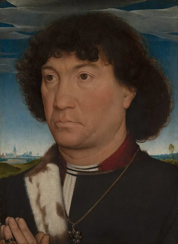 Portrait of a man of the family Lespinette (1487) by Hans Memling — original painting reproduced as a hand-painted oil on canvas