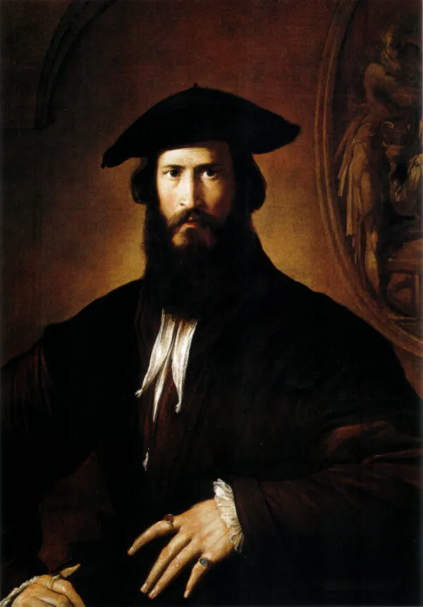 Portrait of a man (1530) by Parmigianino — original painting reproduced as a hand-painted oil on canvas