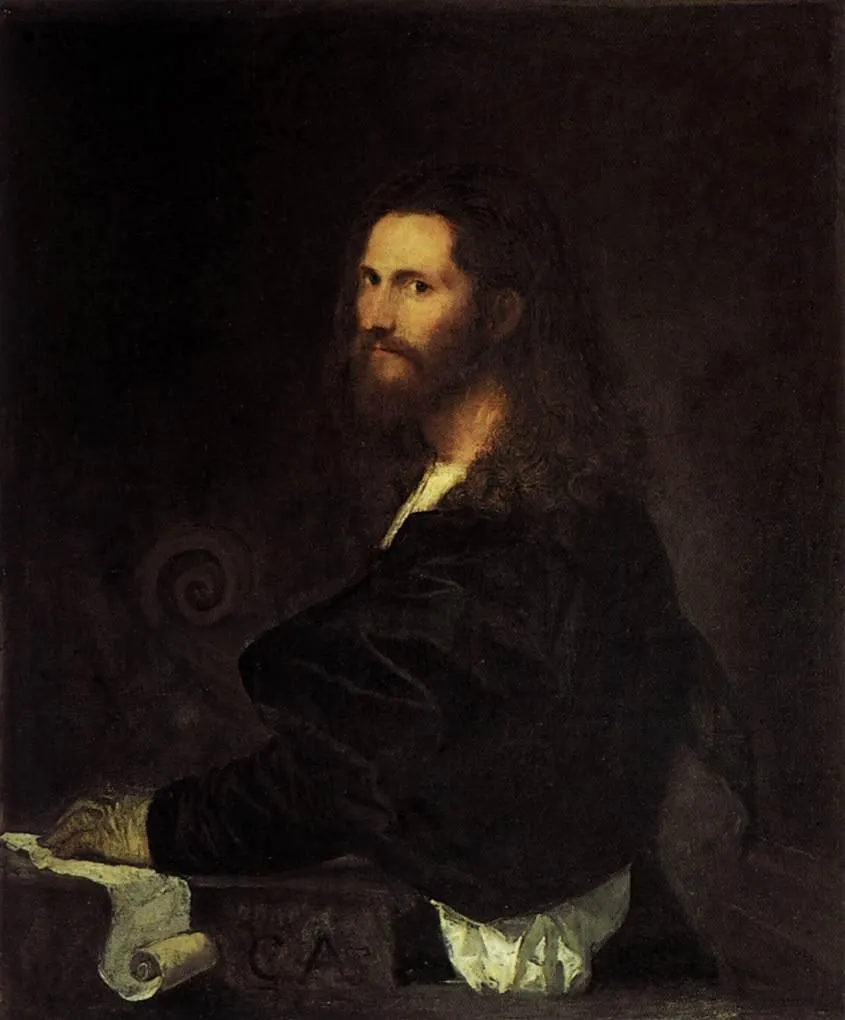 Portrait of a Musician (1513) by Titian — original painting reproduced as a hand-painted oil on canvas