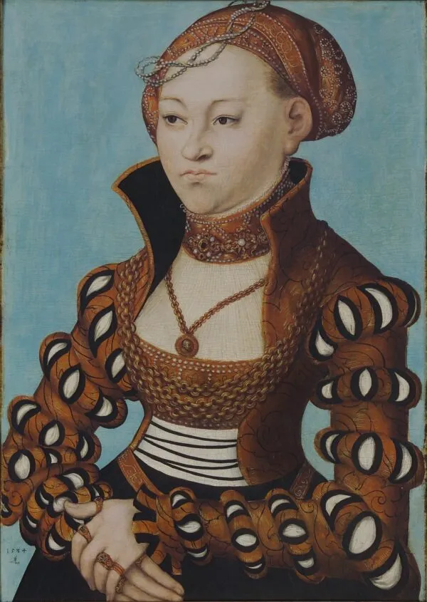 Portrait of a noble Saxon lady (1534) by Lucas Cranach the Elder — original painting reproduced as a hand-painted oil on canvas