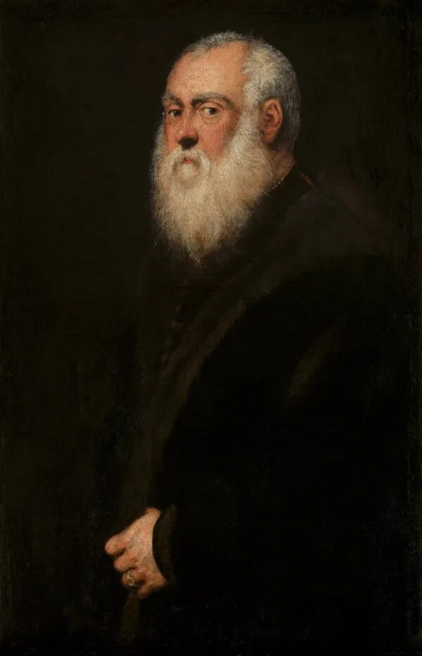 Portrait of a White-Bearded Man (1570) by Jacopo Tintoretto — original painting reproduced as a hand-painted oil on canvas