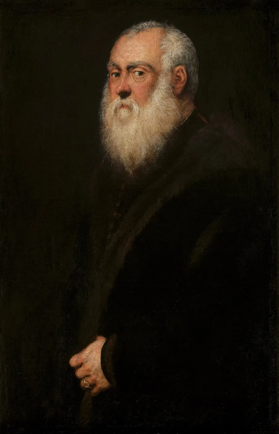 Portrait of a White-Bearded Man (1570) by Jacopo Tintoretto — original painting reproduced as a hand-painted oil on canvas