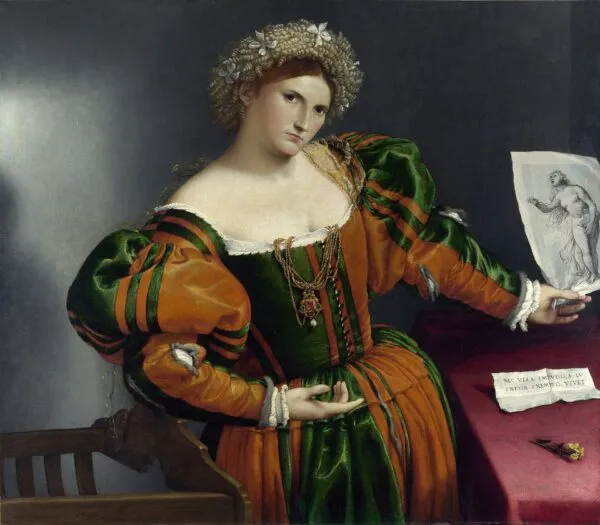 Portrait of a Woman (1530) by Lorenzo Lotto — original painting reproduced as a hand-painted oil on canvas