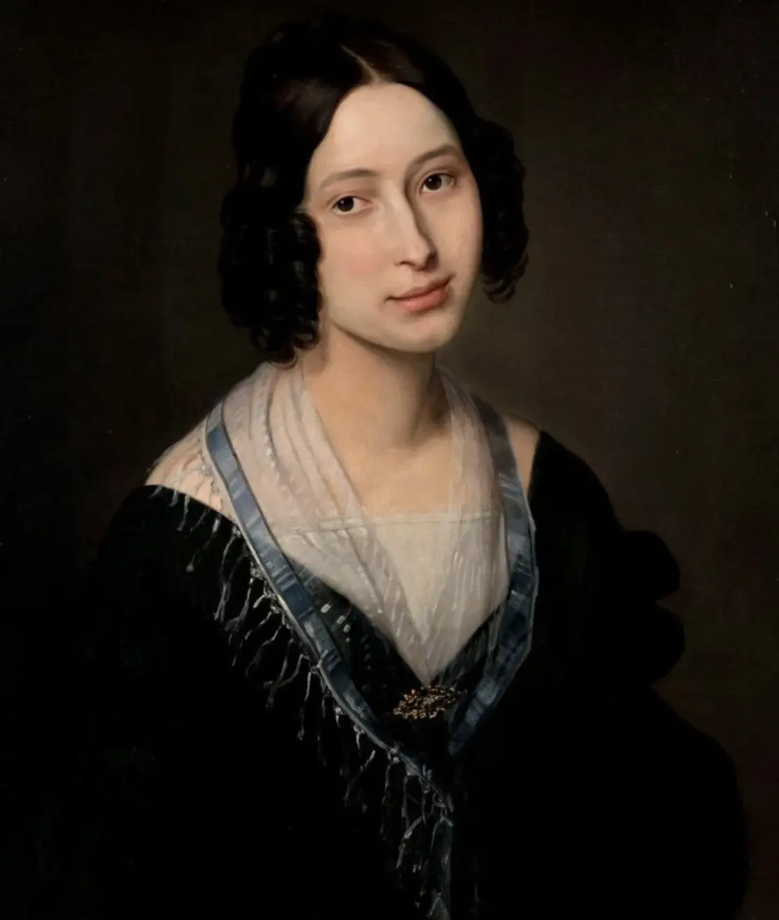 Portrait of a young lady (Carolina Zucchi?) (1850) by Francesco Hayez — original painting reproduced as a hand-painted oil on canvas