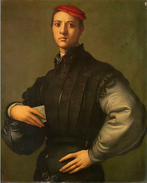 Portrait of a Young Man in a Red Cap (1529) by Pontormo — original painting reproduced as a hand-painted oil on canvas