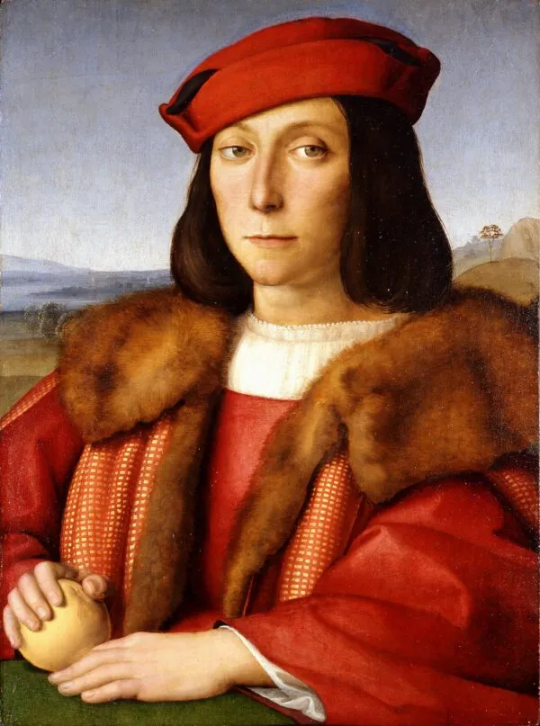 Portrait of a Young Man with an Apple (1504) by Raphael — original painting reproduced as a hand-painted oil on canvas