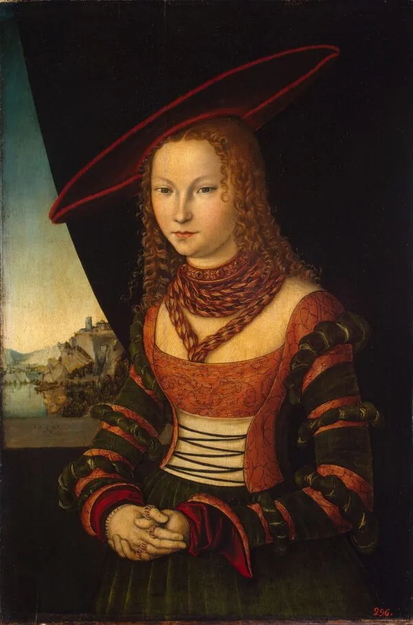 Portrait of a Young Woman (1526) by Lucas Cranach the Elder — original painting reproduced as a hand-painted oil on canvas