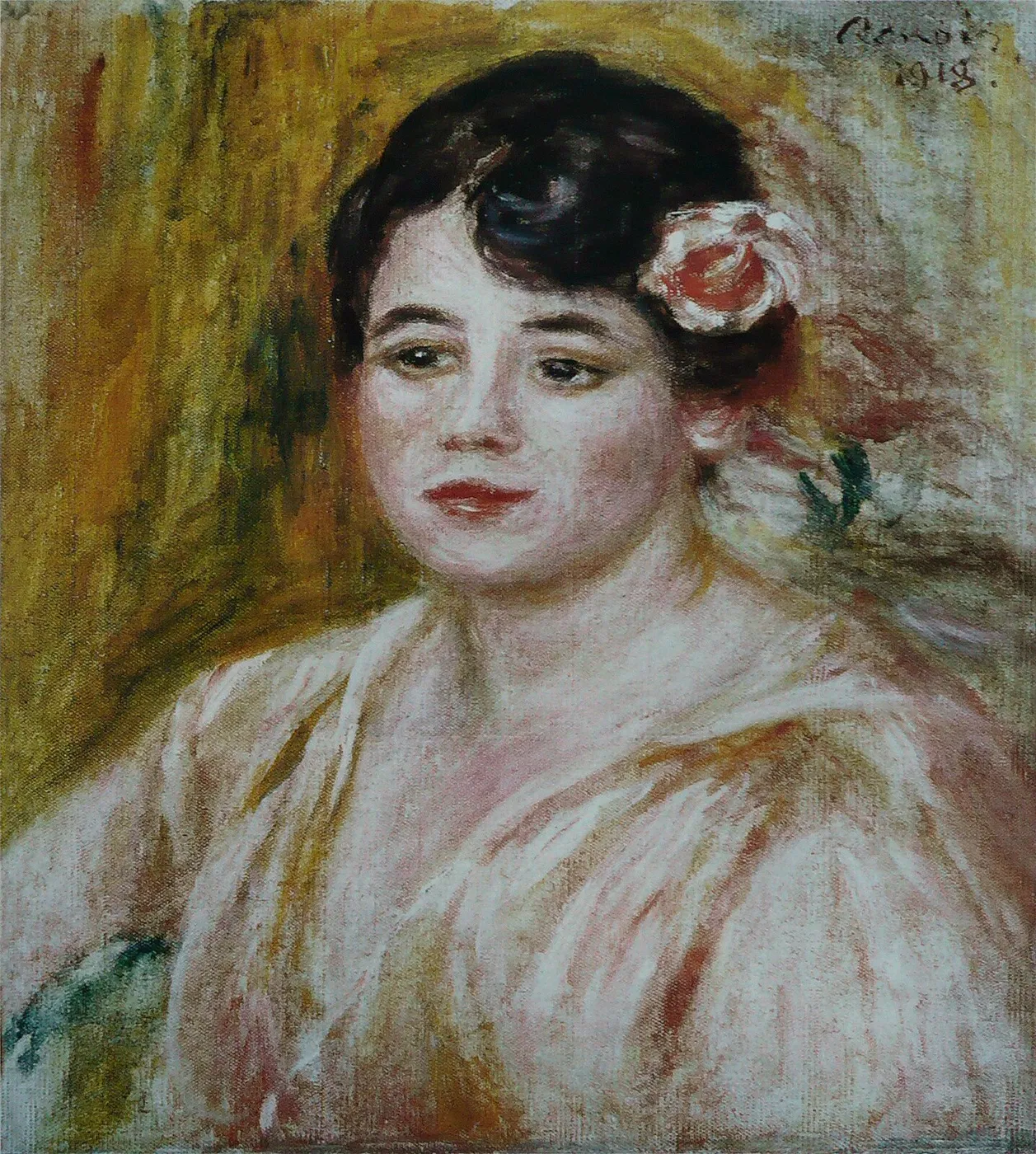 Portrait of Adèle Besson (1918) by Pierre-Auguste Renoir — original painting reproduced as a hand-painted oil on canvas