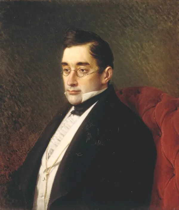 Portrait of Alexander Sergeyevich Griboyedov (1873) by Ivan Kramskoi — original painting reproduced as a hand-painted oil on canvas