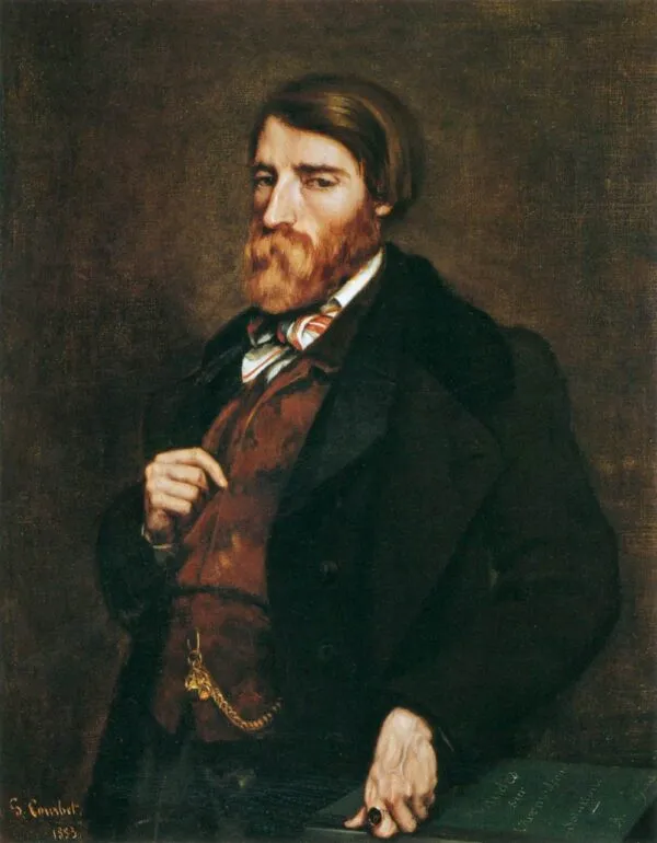 Portrait of Alfred Bruyas (1853) by Gustave Courbet — original painting reproduced as a hand-painted oil on canvas