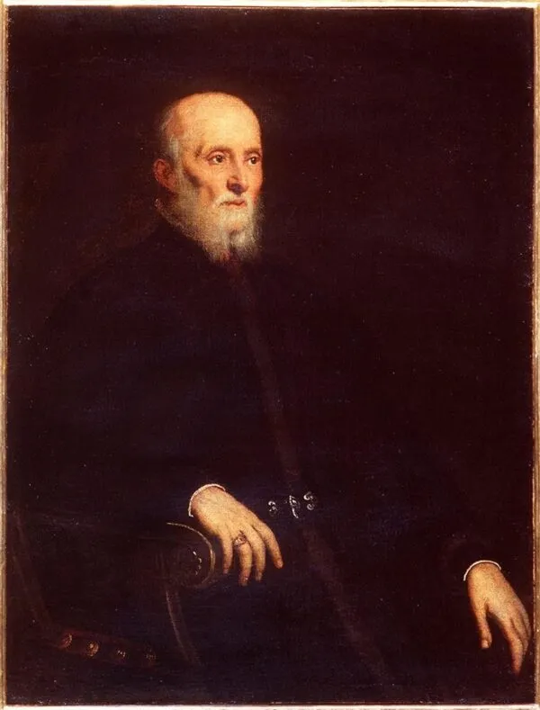 Portrait of Alvise Cornaro (1560) by Jacopo Tintoretto — original painting reproduced as a hand-painted oil on canvas