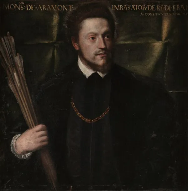 Portrait of Ambassador Gabriel de Luetz d'Aramont (1541) by Titian — original painting reproduced as a hand-painted oil on canvas