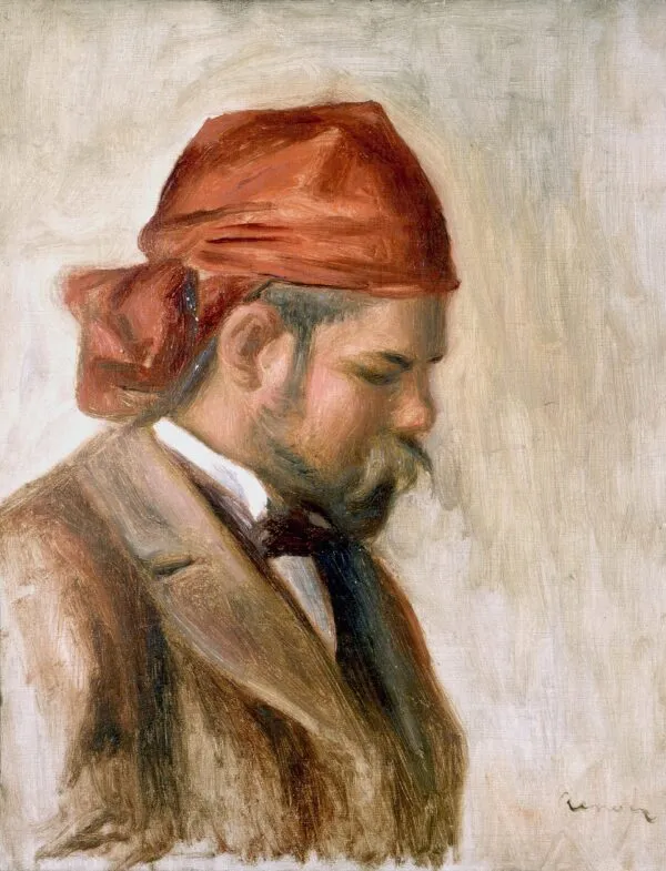 Portrait of Ambroise Vollard in a Red Headscarf (1900) by Pierre-Auguste Renoir — original painting reproduced as a hand-painted oil on canvas