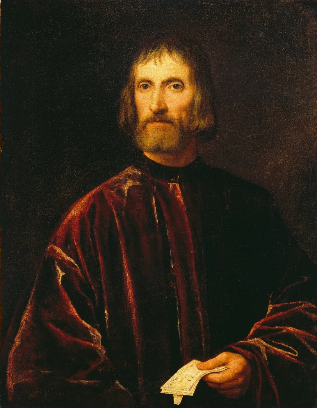 Portrait of Andrea dei Franceschi (1532) by Titian — original painting reproduced as a hand-painted oil on canvas