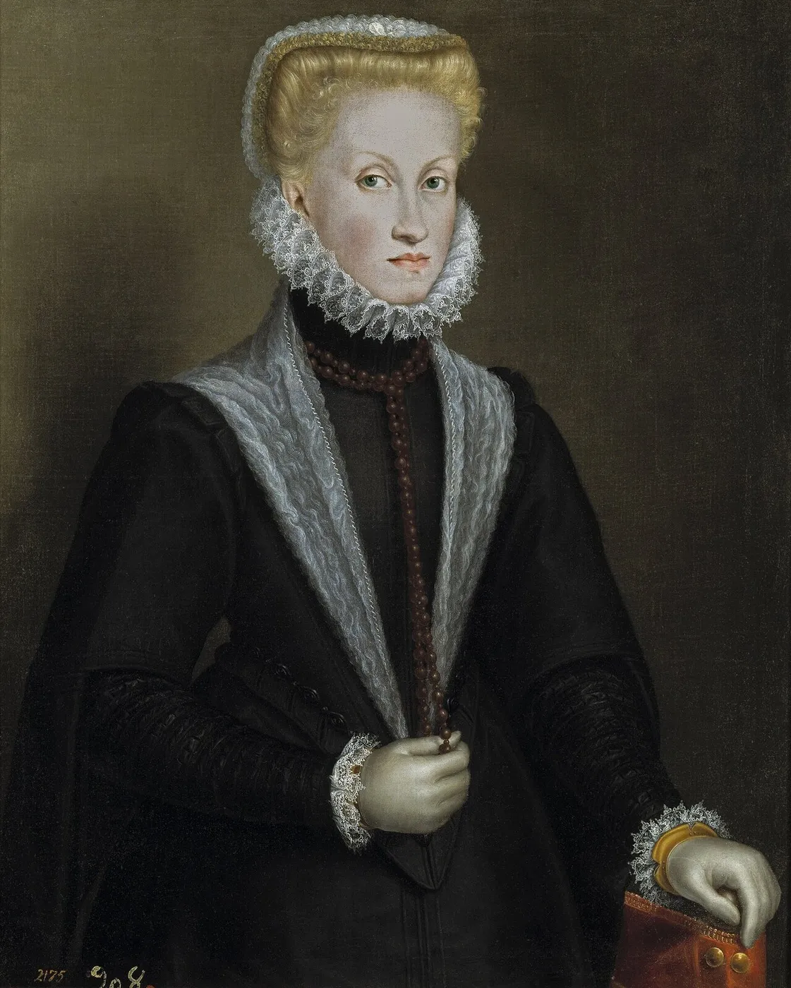 Portrait of Anna of Austria (1549-1580) (1573) by Sofonisba Anguissola — original painting reproduced as a hand-painted oil on canvas