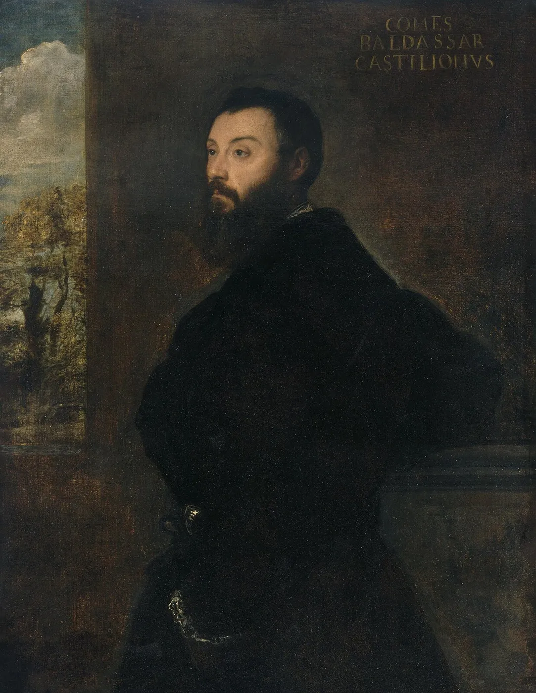 Portrait of Baldassare Castiglione (1537) by Titian — original painting reproduced as a hand-painted oil on canvas