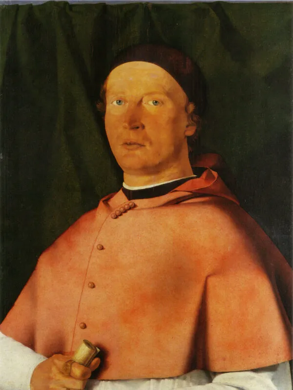 Portrait of Bishop Bernardo de' Rossi (1505) by Lorenzo Lotto — original painting reproduced as a hand-painted oil on canvas