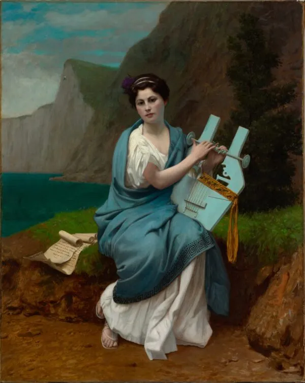 Portrait of Caroline Sanders Truax as Sappho (1899) by Jean-Léon Gérôme — original painting reproduced as a hand-painted oil on canvas