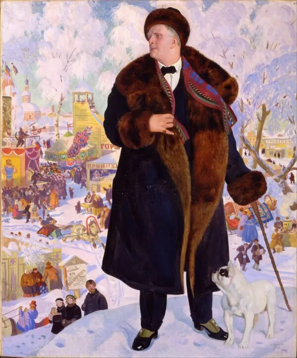 Portrait of Chaliapin (1921) by Boris Kustodiev — original painting reproduced as a hand-painted oil on canvas
