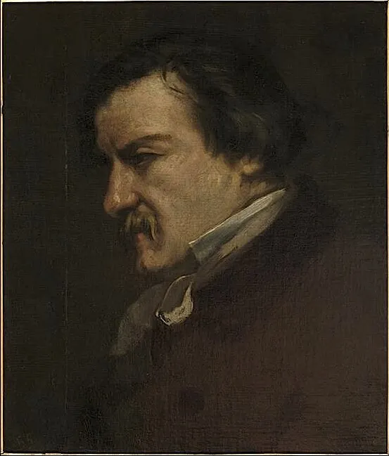 Portrait of Champfleury (1855) by Gustave Courbet — original painting reproduced as a hand-painted oil on canvas