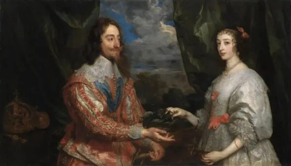 Portrait of Charles I and Queen Henrietta Maria (1632) by Anthony van Dyck — original painting reproduced as a hand-painted oil on canvas